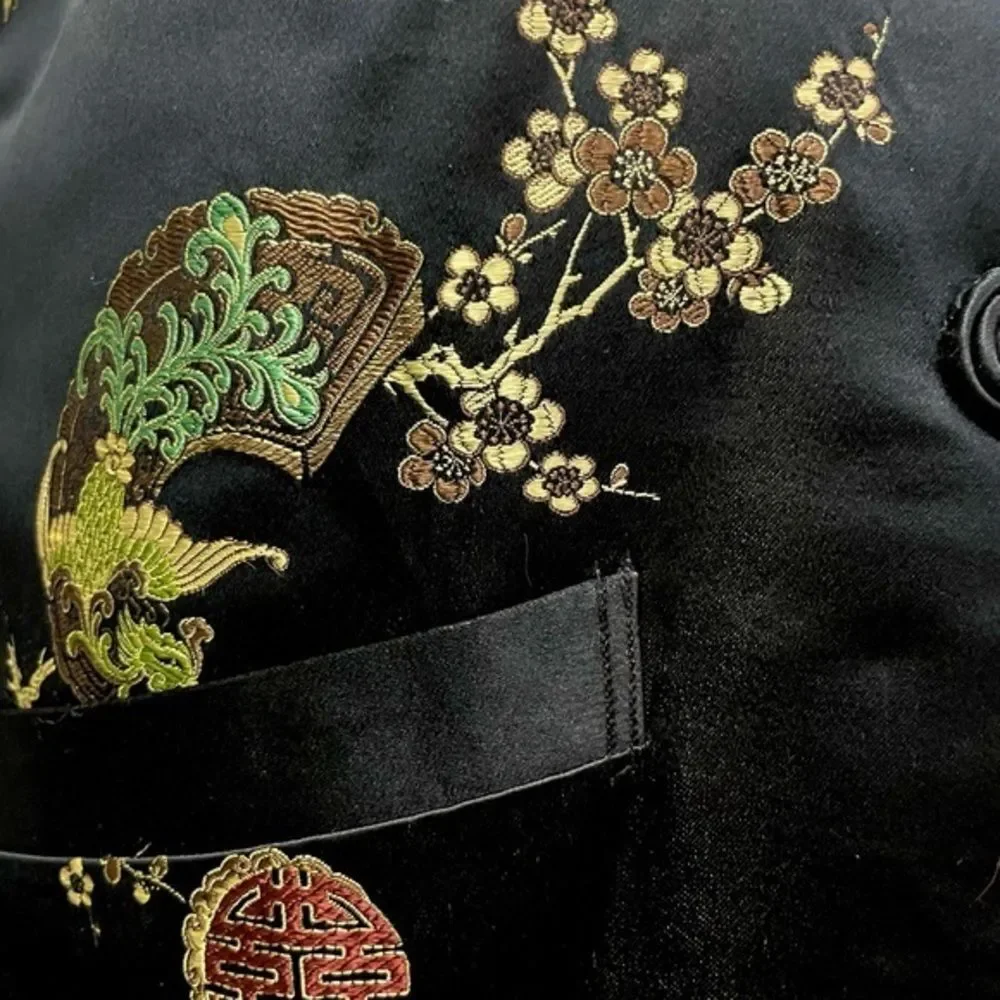 Chinese Silk & Genuine Fur‎ Reversible Vest Sweater/ Jacket - Traditional Print